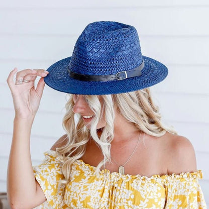 Women’s Fedora Style Straw Hat with Adjustable Fit & Leather Band - Urban Caps