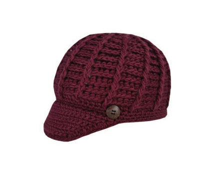 Women’s Knitted Peak Beanie Cap – Soft Winter Knit with Visor by Avenel - Urban Caps