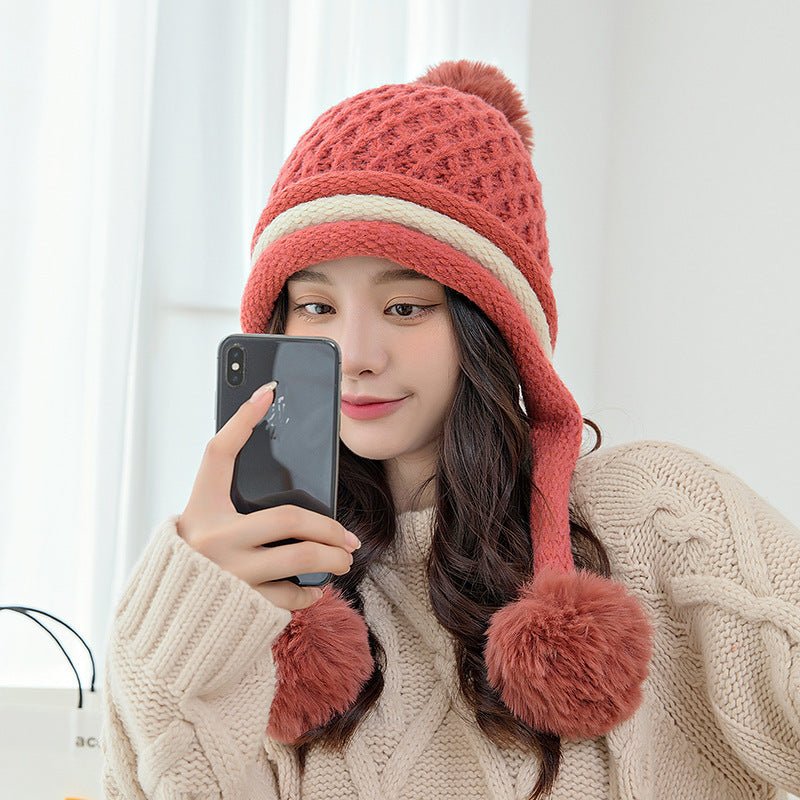 Women’s Korean - Style Earflap Beanie – Warm Knit Woolen Hat with Ear Protection - Urban Caps