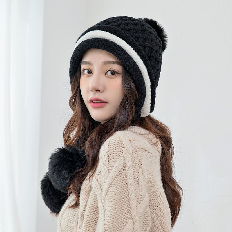 Women’s Korean - Style Earflap Beanie – Warm Knit Woolen Hat with Ear Protection - Urban Caps