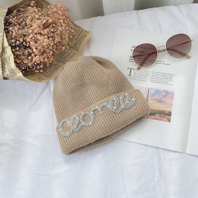 Women’s Pearl Knit Beanie – Elegant Woolen Hat with Small Accent Design - Urban Caps