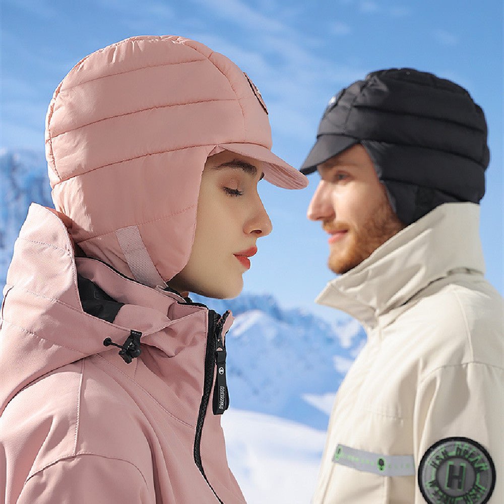 Women's Plush Winter Beanie – Windproof Down Hat with Ear Warmers for Cycling & Outdoor Cold - Urban Caps