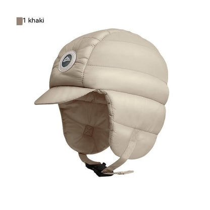 Women's Plush Winter Beanie – Windproof Down Hat with Ear Warmers for Cycling & Outdoor Cold - Urban Caps