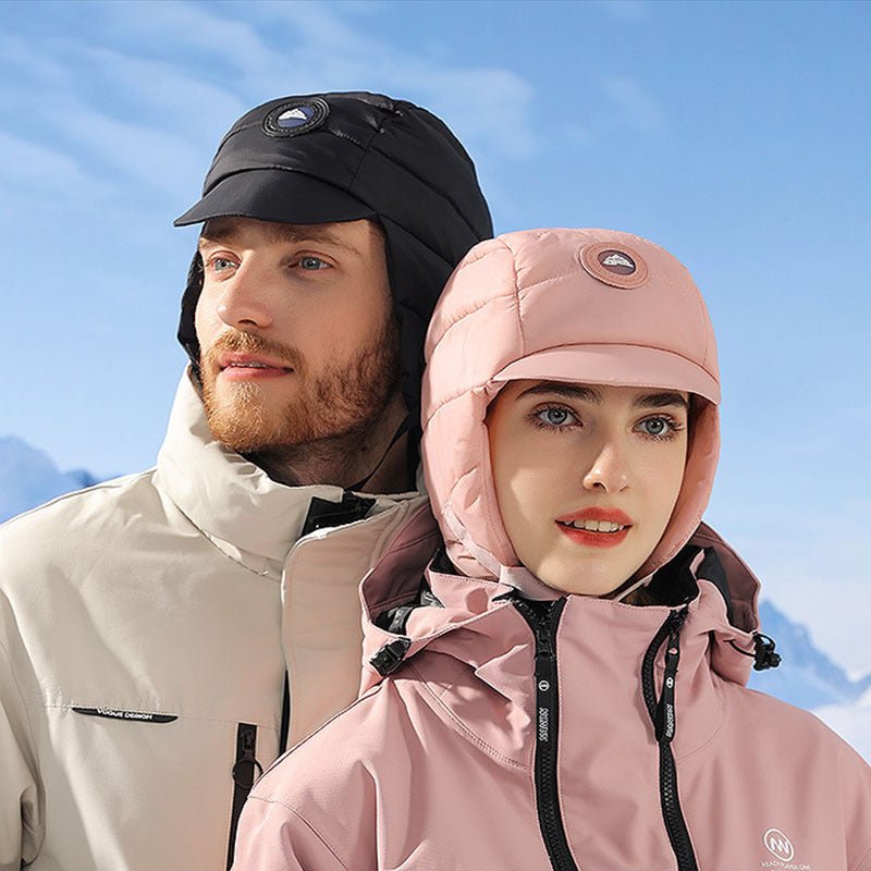 Women's Plush Winter Beanie – Windproof Down Hat with Ear Warmers for Cycling & Outdoor Cold - Urban Caps