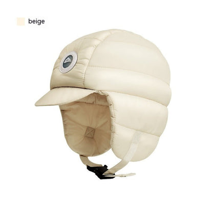 Women's Plush Winter Beanie – Windproof Down Hat with Ear Warmers for Cycling & Outdoor Cold - Urban Caps