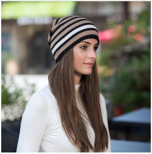 Women’s Striped Knit Beanie – Soft Woolen Hat with Multicolor Pattern - Urban Caps
