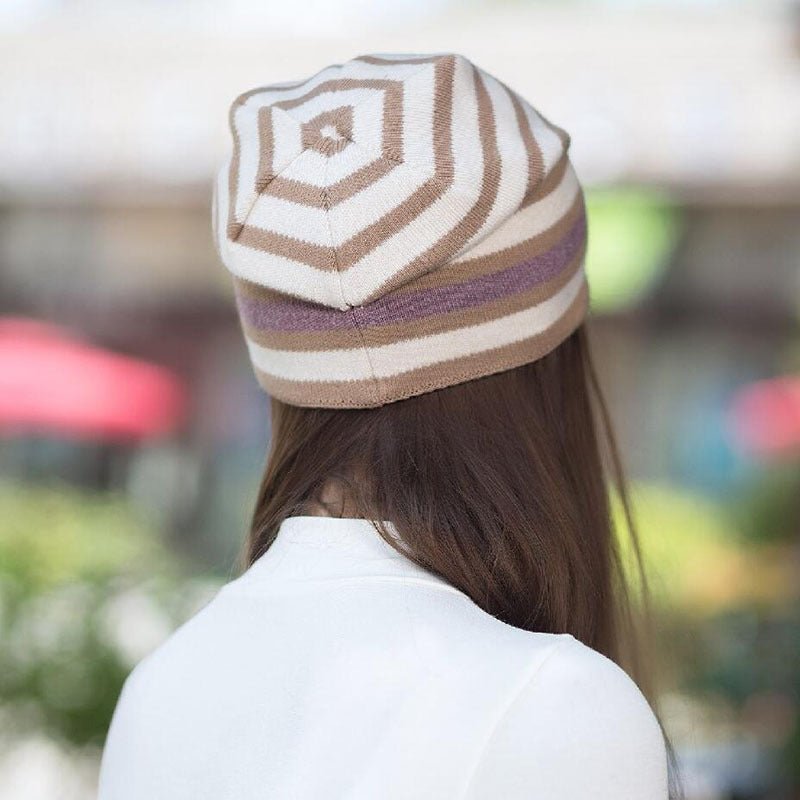 Women’s Striped Knit Beanie – Soft Woolen Hat with Multicolor Pattern - Urban Caps
