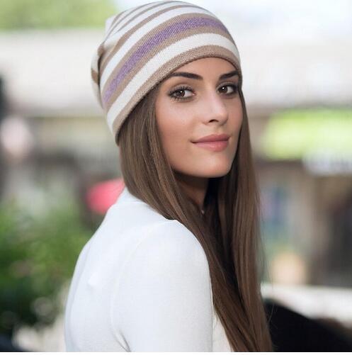 Women’s Striped Knit Beanie – Soft Woolen Hat with Multicolor Pattern - Urban Caps