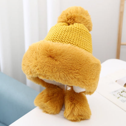 Women’s Velvet Earflap Beanie – Warm Knit Wool Hat with Princess Style - Urban Caps