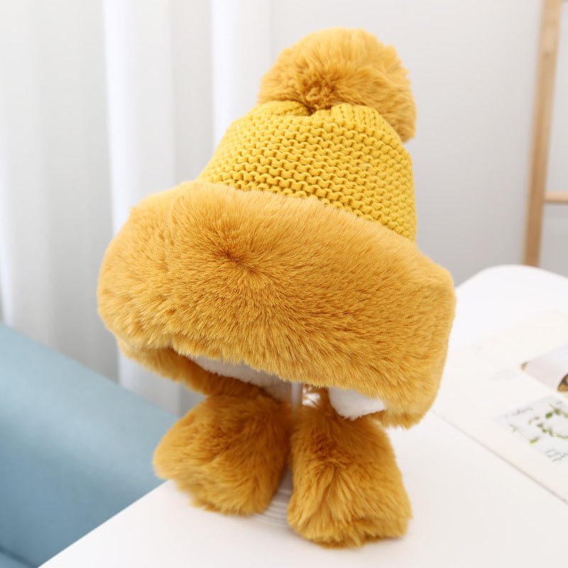 Women’s Velvet Earflap Beanie – Warm Knit Wool Hat with Princess Style - Urban Caps