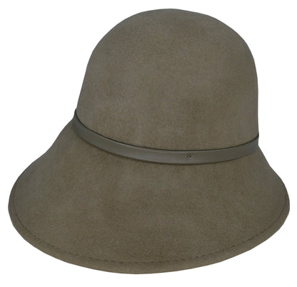 Women’s Wool Felt Cloche Hat – Classic Bell Shape with Faux Leather Band - Urban Caps