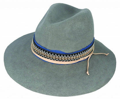 Women’s Wool Felt Fedora Hat with Layered Band and Raw Brim – Nyla by Maddison Avenue - Urban Caps