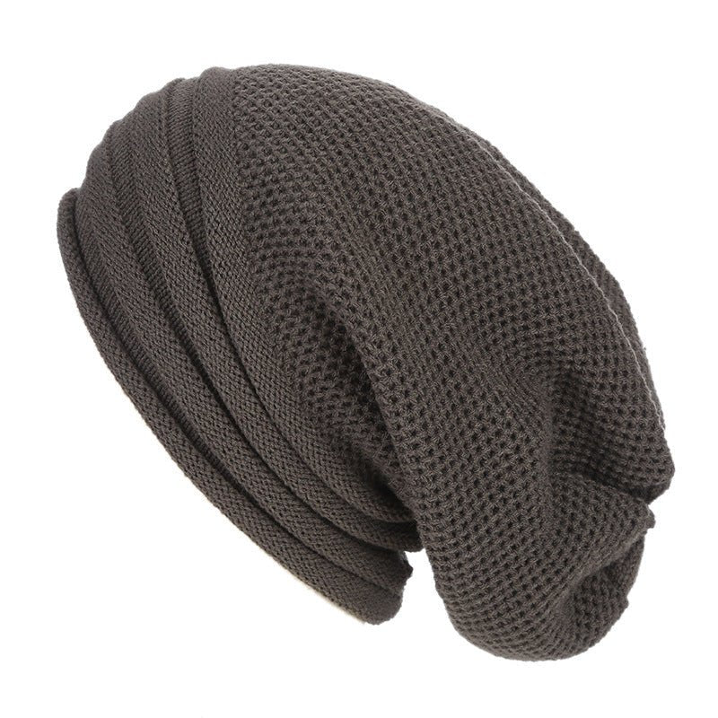 Wool Waffle Knit Beanie – Unisex Slouchy Winter Hat with Foldover Cuff - Urban Caps