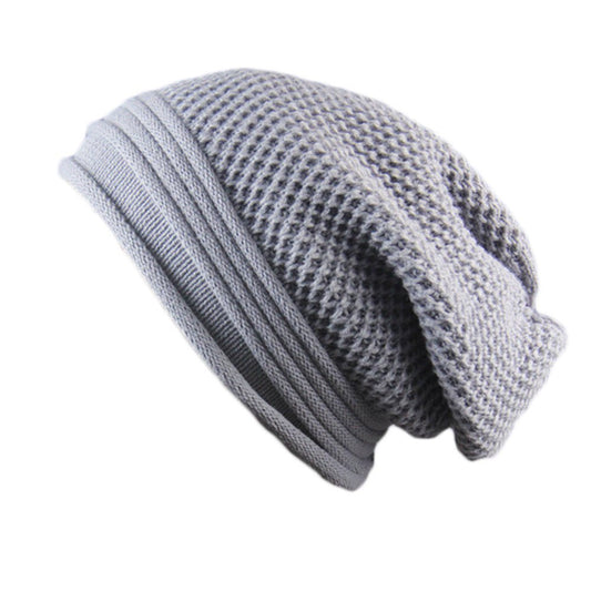 Wool Waffle Knit Beanie – Unisex Slouchy Winter Hat with Foldover Cuff - Urban Caps