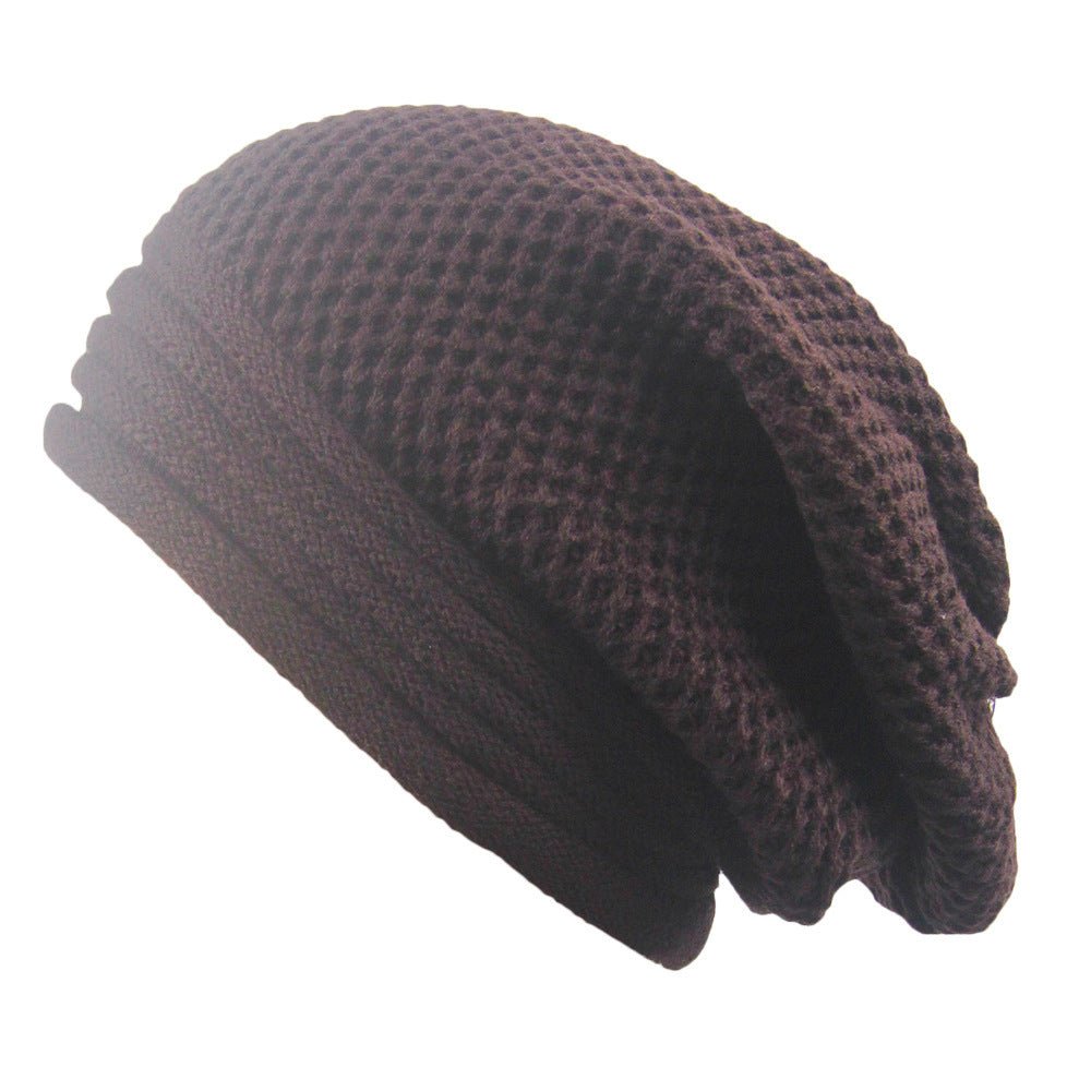 Wool Waffle Knit Beanie – Unisex Slouchy Winter Hat with Foldover Cuff - Urban Caps