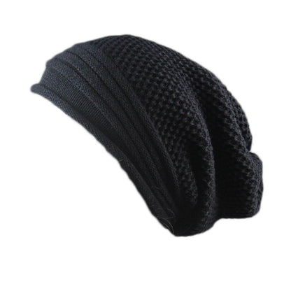 Wool Waffle Knit Beanie – Unisex Slouchy Winter Hat with Foldover Cuff - Urban Caps