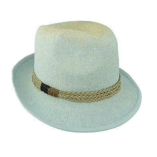 Woven Trilby Hat with Braided Suede Band - Urban Caps