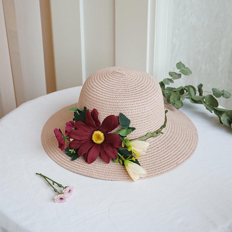 Big Flower Straw Bucket Hat