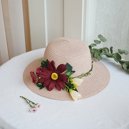 Big Flower Straw Bucket Hat - Urban Caps 