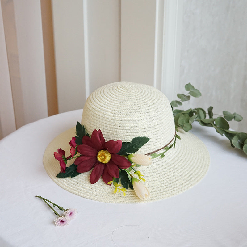 Big Flower Straw Bucket Hat