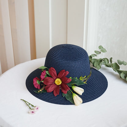 Big Flower Straw Bucket Hat - Urban Caps 
