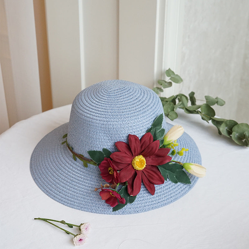 Big Flower Straw Bucket Hat