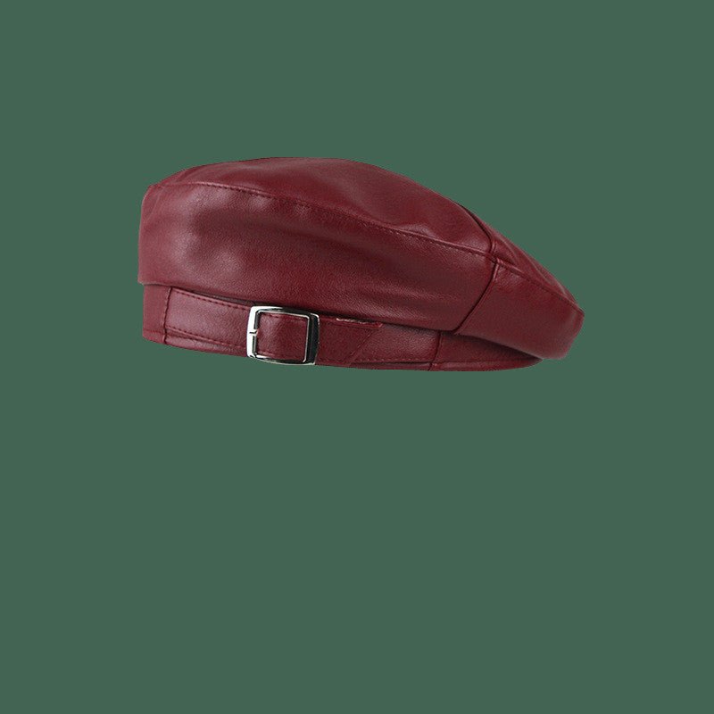 Autumn Popular Soft Leather Textured Beret Flat Cap - Urban Caps
