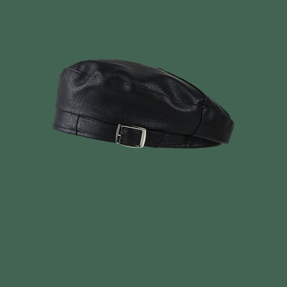 Autumn Popular Soft Leather Textured Beret Flat Cap - Urban Caps