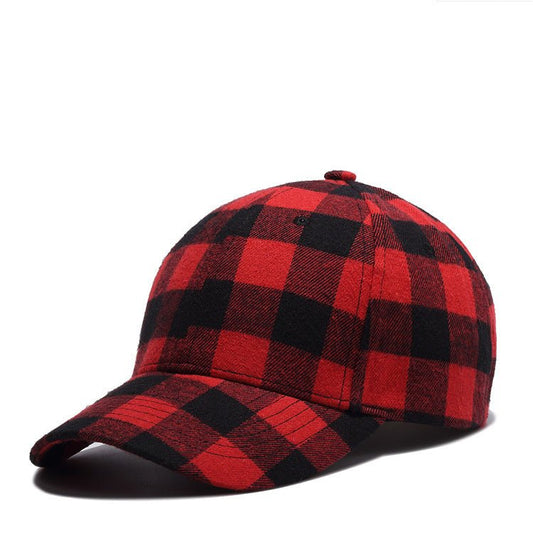 Black Red Check Peak Baseball Hat - Urban Caps