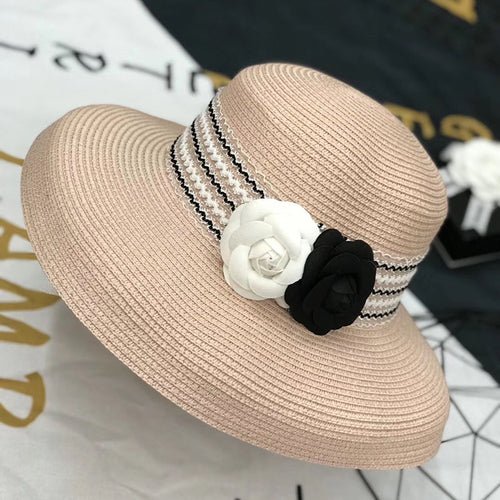 Camellia Retro Elegant Sunshade Straw Hat - Urban Caps
