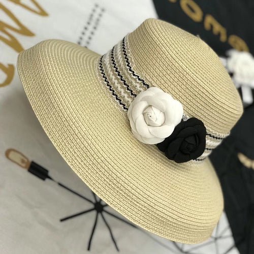 Camellia Retro Elegant Sunshade Straw Hat - Urban Caps