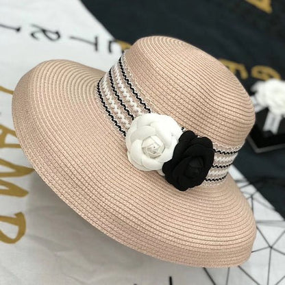 Camellia Retro Elegant Sunshade Straw Hat - Urban Caps