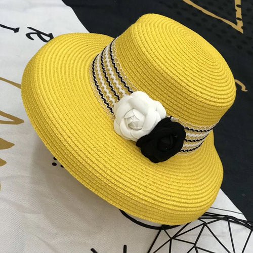 Camellia Retro Elegant Sunshade Straw Hat - Urban Caps