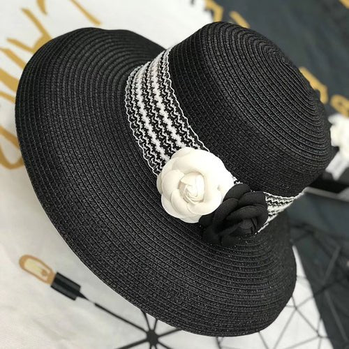 Camellia Retro Elegant Sunshade Straw Hat - Urban Caps