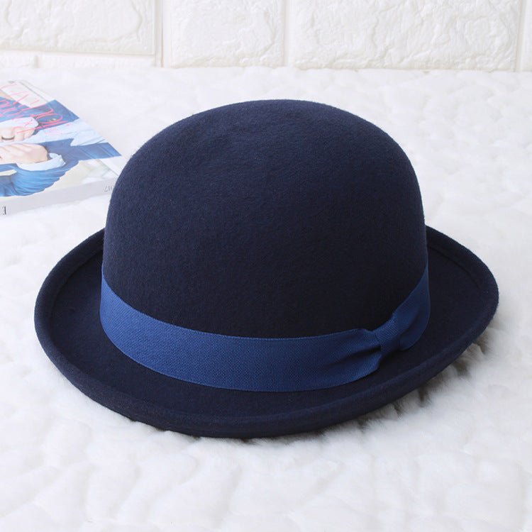 Casual British Style Round Top Curled Wool Fedoras Hat - Urban Caps
