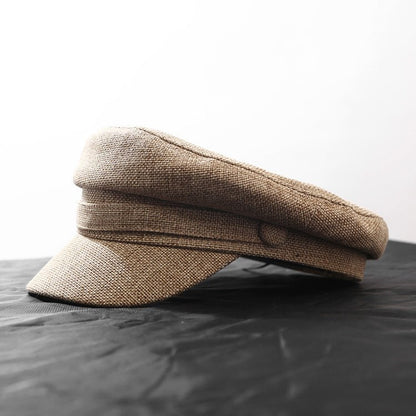 Casual Flat Top Military Hat Cotton Linen Flat Cap - Urban Caps