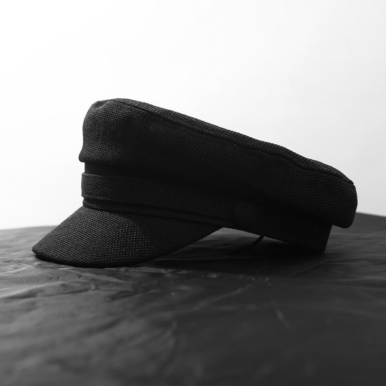 Casual Flat Top Military Hat Cotton Linen Flat Cap - Urban Caps