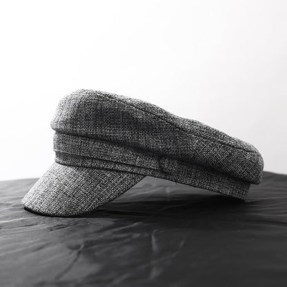 Casual Flat Top Military Hat Cotton Linen Flat Cap - Urban Caps