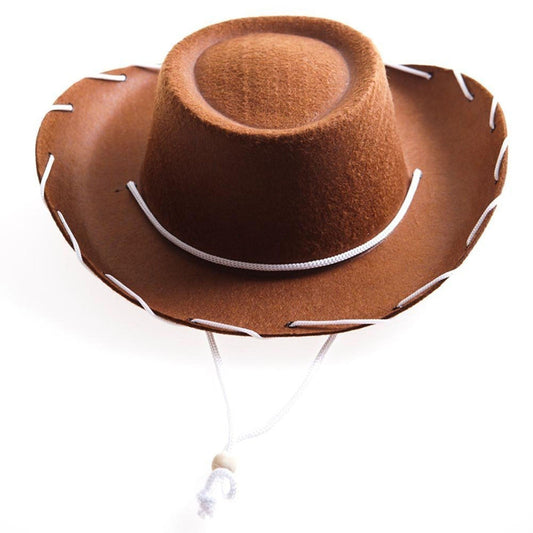 Children's Rope Non-Woven Brown Brim Cowboy Hat - Urban Caps