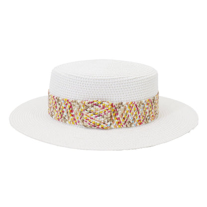 Color Flat Top Straw Hat Outdoor Travel Hat - Urban Caps
