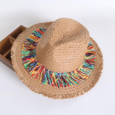Color Fringed Surafi Straw Hat - Urban Caps
