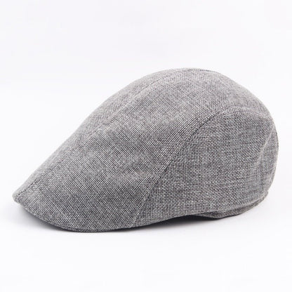 Cotton Linen Beret Spring And Autumn Men's Breathable Cap Forward Cap Flat Cap - Urban Caps