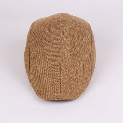 Cotton Linen Beret Spring And Autumn Men's Breathable Cap Forward Cap Flat Cap - Urban Caps