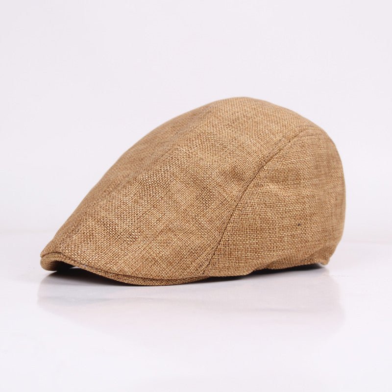Cotton Linen Beret Spring And Autumn Men's Breathable Cap Forward Cap Flat Cap - Urban Caps