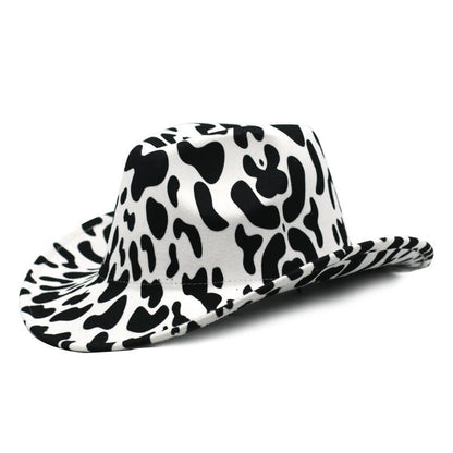 Cow Pattern Cowboy Hat With Rolled Brim Western Cowboy Hat - Urban Caps