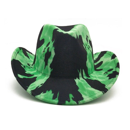 Cow Pattern Cowboy Hat With Rolled Brim Western Cowboy Hat - Urban Caps