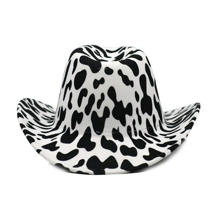 Cow Pattern Cowboy Hat With Rolled Brim Western Cowboy Hat - Urban Caps