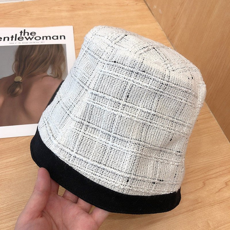 Double-sided Wearing Temperament Basin Hat Jacquard Lattice Bucket Hat - Urban Caps