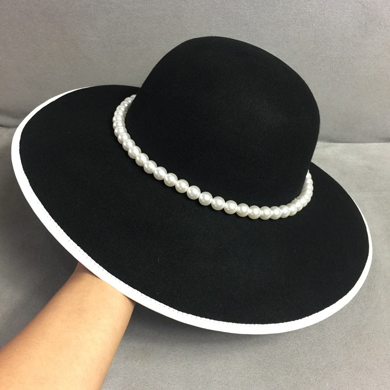 Elegant Flower Pearl Fisherman Hat Small Incense Top Fedoras Hat - Urban Caps