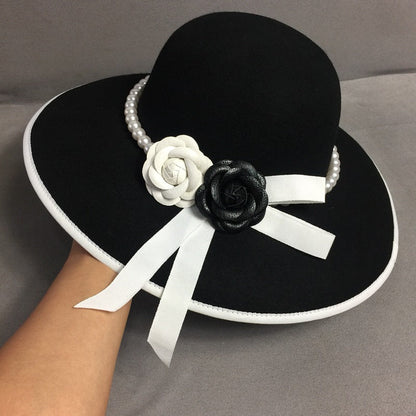 Elegant Flower Pearl Fisherman Hat Small Incense Top Fedoras Hat - Urban Caps